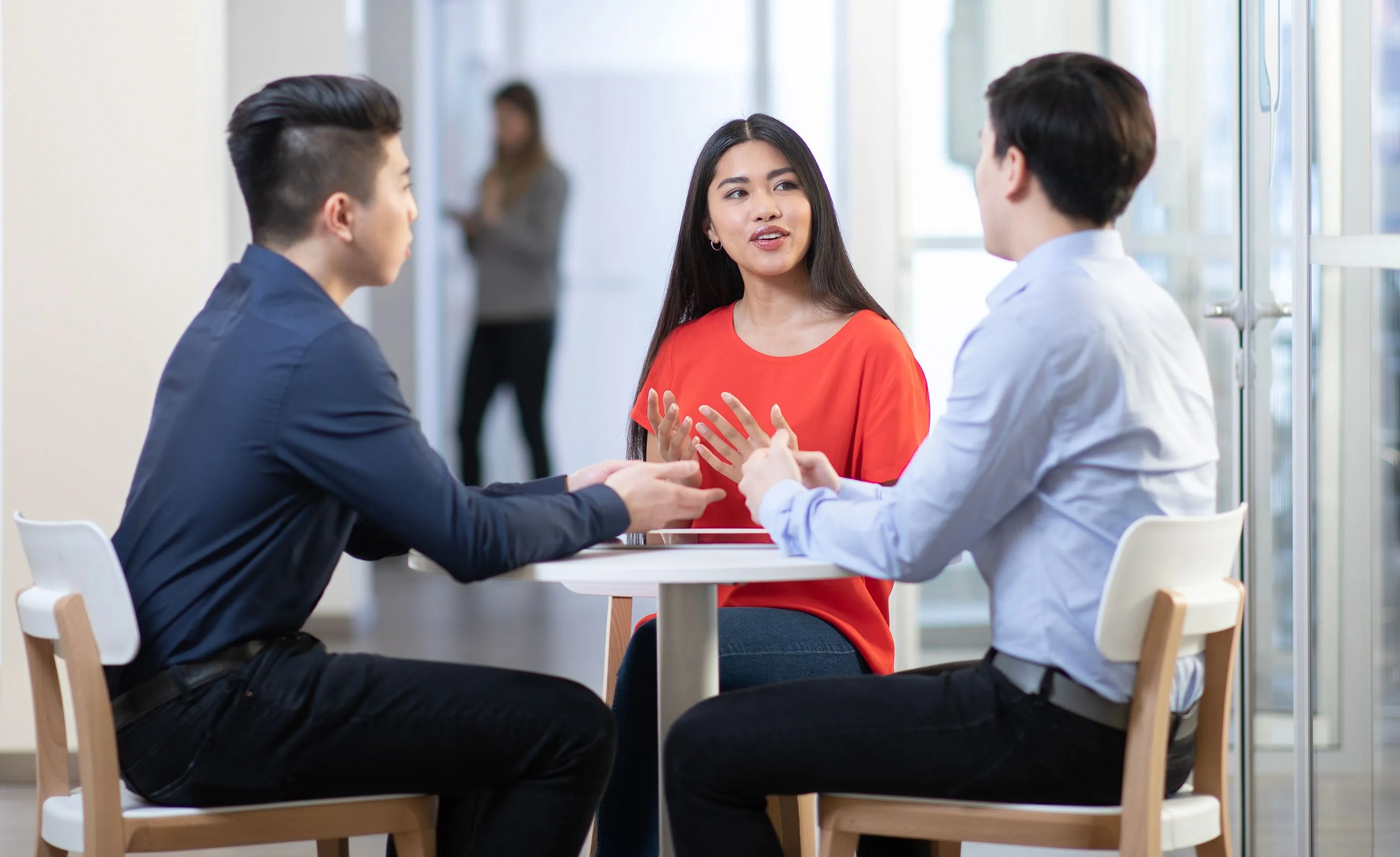 corporate English students in conversation